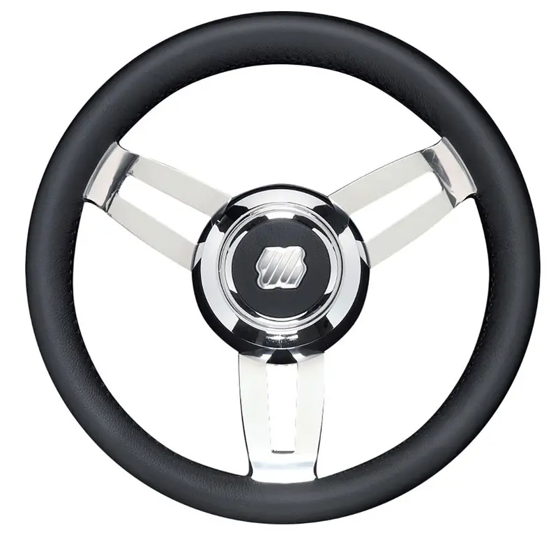 Uflex Morosini 13.8" Steering Wheel - Black Polyurethane W/Stainless Steel Spokes  Chrome Hub [Morosini U/Ch/B] 1