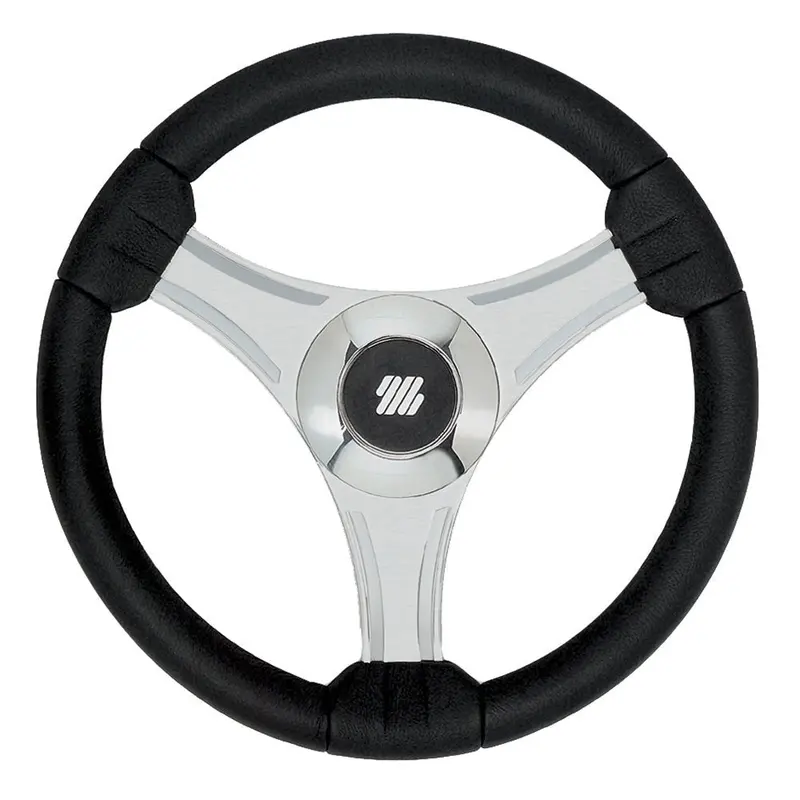 Uflex - Tavolara - 13.8" Black Polyurethane Steering Wheel W/Silver Spokes  X62 Hub [65277N] 1