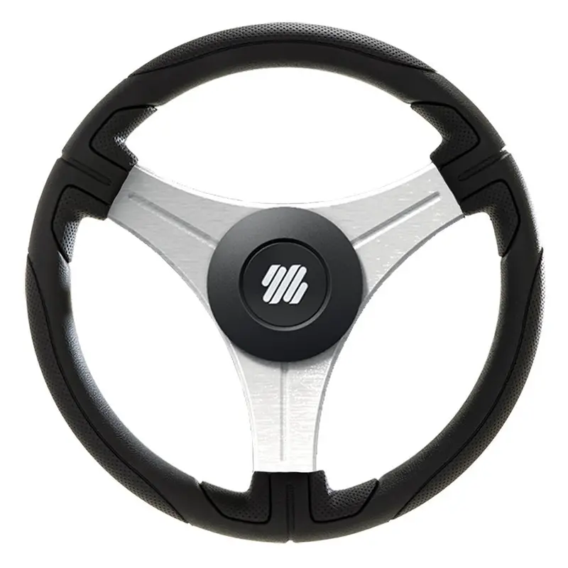 Uflex Ustica 13" Steering Wheel - Black - Polyurethane W/Silver Spokes  X62 Hub [Ustica-B/S] 1