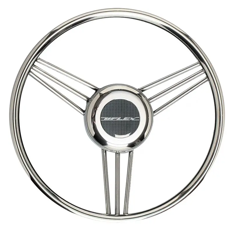 Uflex V27 13.8" Steering Wheel - Stainless Steel Grip  Spokes [V27] 1