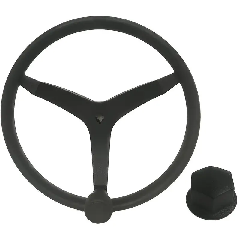 Uflex - V46 - 13.5" Stainless Steel Steering Wheel W/Speed Knob  Chrome Nut - Black [V46b Kit] 1