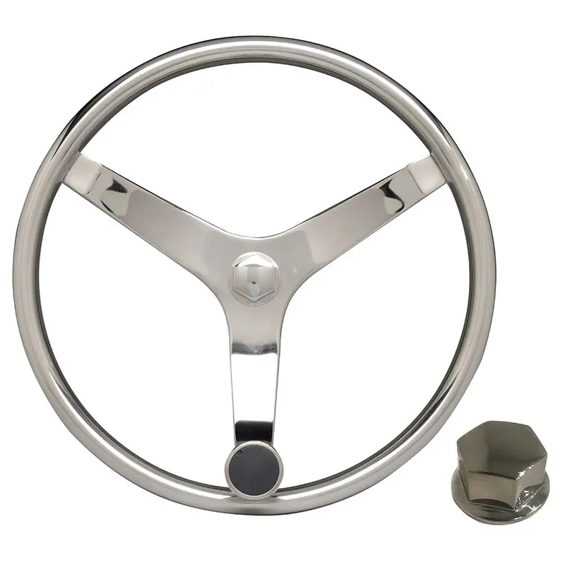 Uflex - V46 - 13.5" Stainless Steel Steering Wheel W/Speed Knob  Chrome Nut [V46 Kit] 1