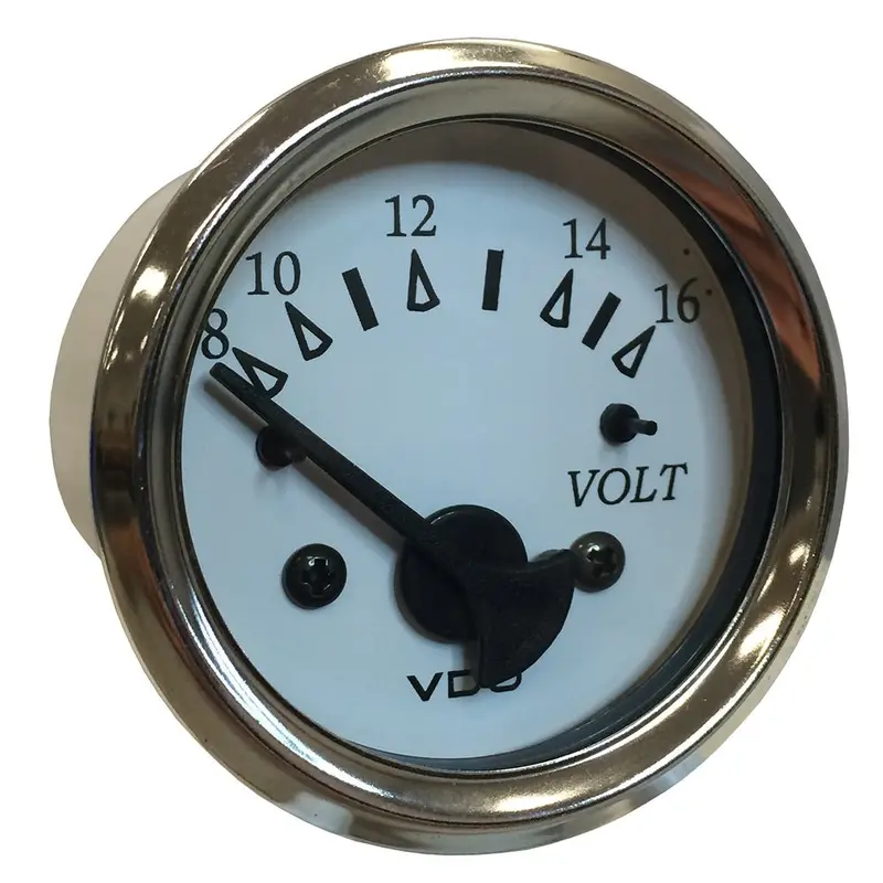 Vdo Cockpit Marine 52Mm (2-1/16") Voltmeter - White Dial/Chrome Bezel [332-15282] 1