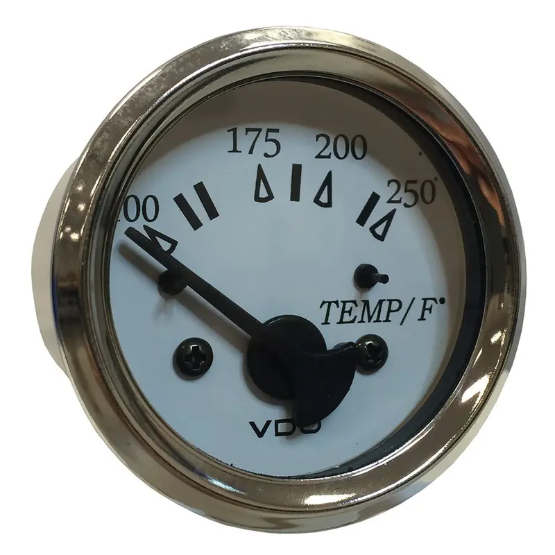 Vdo Cockpit Marine 52Mm (2-1/16") Water Temp. Gauge - 0-250F - White Dial/Chrome Bezel [310-15277] 1