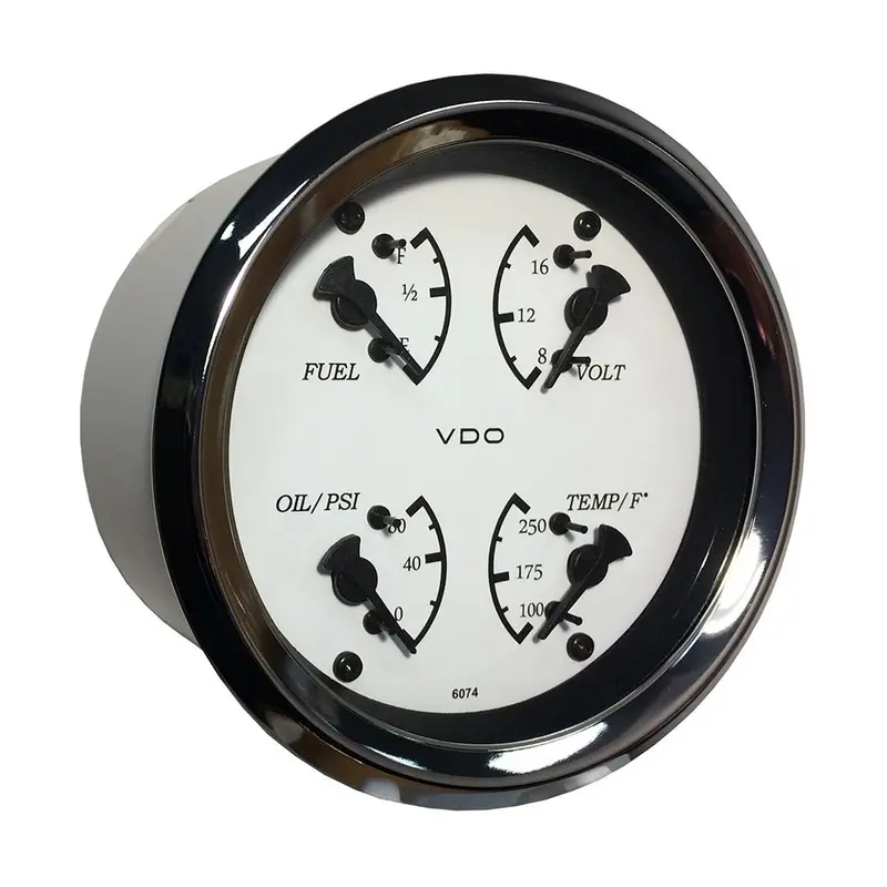Vdo Cockpit Marine 85Mm (3-3/8") 4 In 1 Gauge - White Dial/Bezel [110-15800] 1
