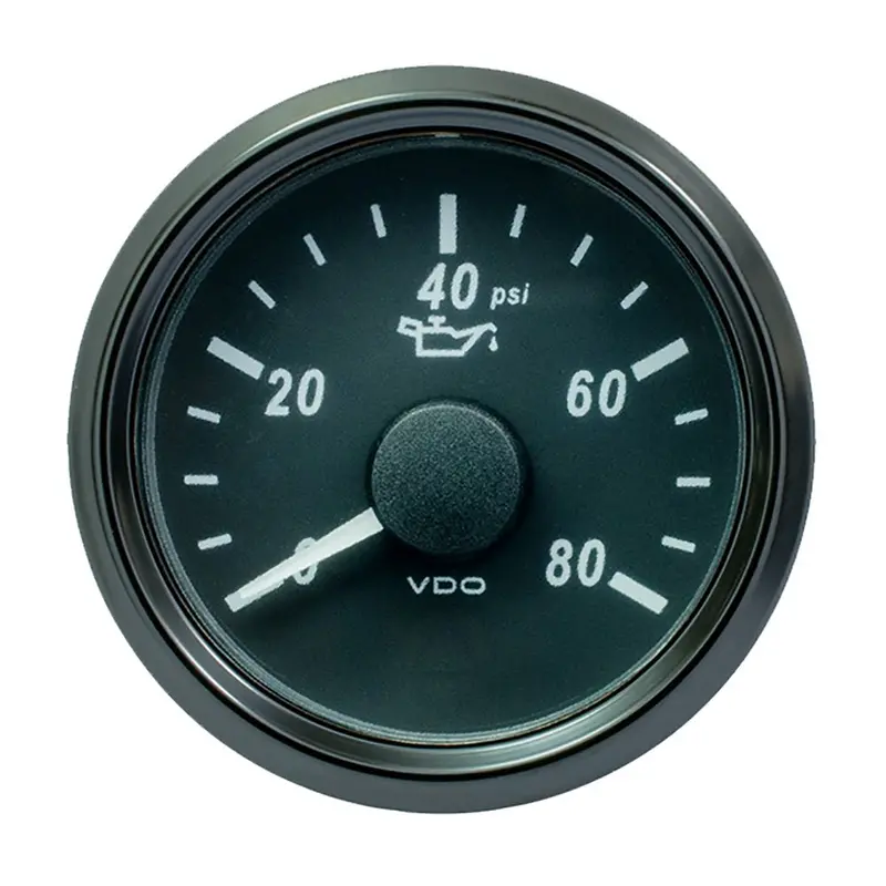 Vdo Singleviu 52Mm (2-1/16") Oil Pressure Gauge - 80 Psi - 0-180 Ohm [A2c3833190030] 1