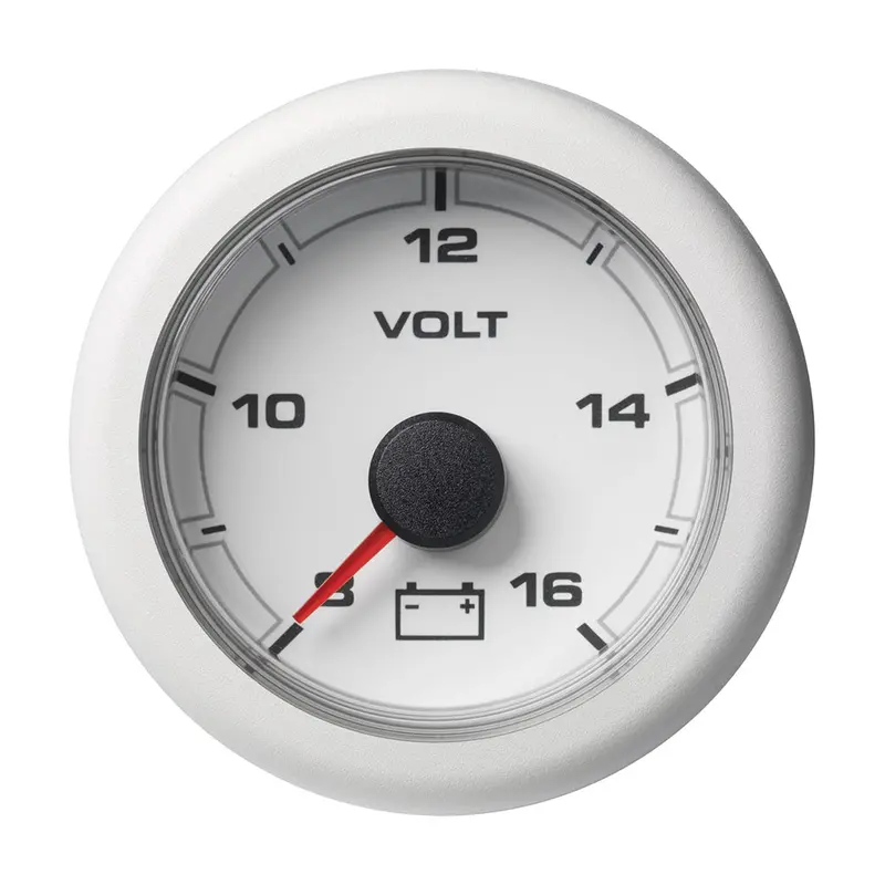 Veratron 52Mm (2-1/16") Oceanlink Battery Voltage Gauge - 8 To 16V - White Dial  Bezel [A2c1066110001] 1