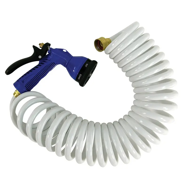 Whitecap 25 White Coiled Hose W/Adjustable Nozzle [P-0441] 1