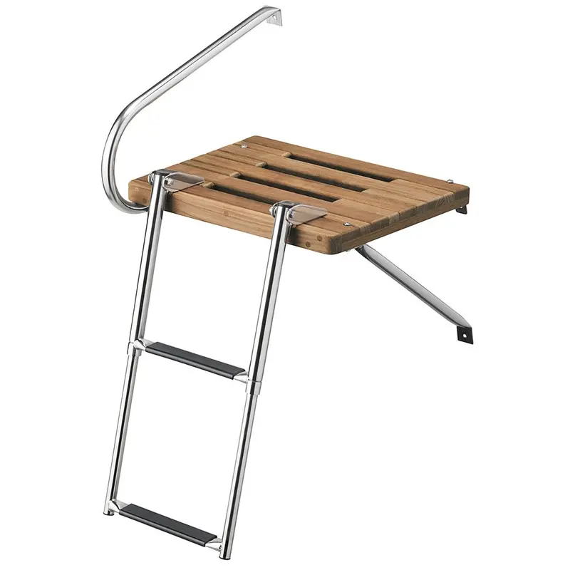 Whitecap Teak Swim Platform W/2-Step Telescoping Ladder F/Boats W/Outboard Motors [68900] 1