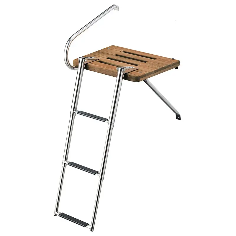Whitecap Teak Swim Platform W/3-Step Telescoping Ladder F/Boats W/Outboard Motors [68902] 1