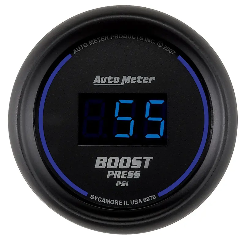 Autometer 6970 Digital Boost Gauge – 2-1/16" Black Dial With Blue Led, 0–60 Psi 1