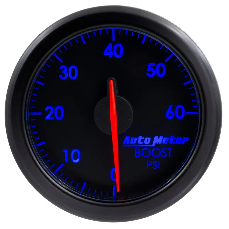 Autometer 9160-T Black Airdrive Boost Gauge – 2-1/16" Dial, 0–60 Psi Range 1