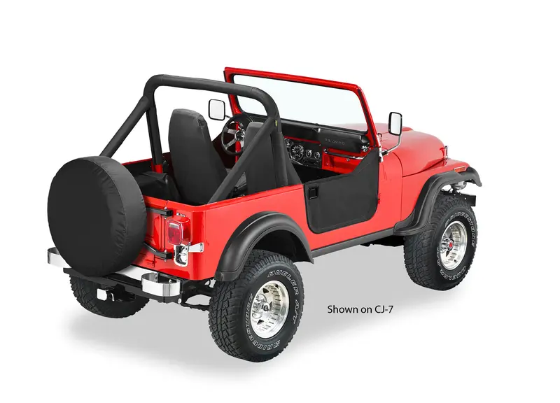 Bestop Lower Fabric Doors For 1964–1984 Toyota Land Cruiser – Black Crush Vinyl 1