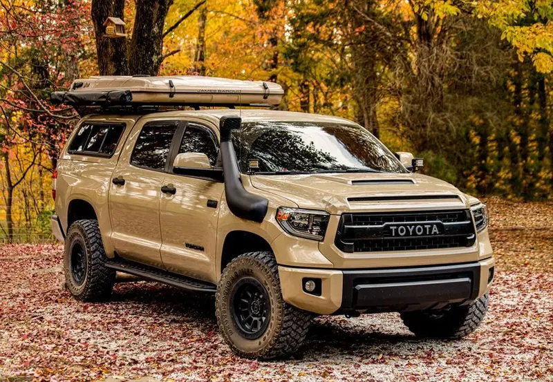 Cali Raised Led Rock Sliders For Toyota Tundra (2014–2021) – Step Edition W/ Kick-Out Bed Liner & Powder-Coated Finish 1