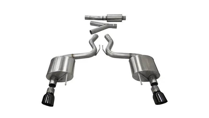 Corsa Performance Dual Rear Exhaust System – 3-Inch Stainless Steel With 4.5-Inch Black Tips For 2015–2017 Mustang Ecoboost 1