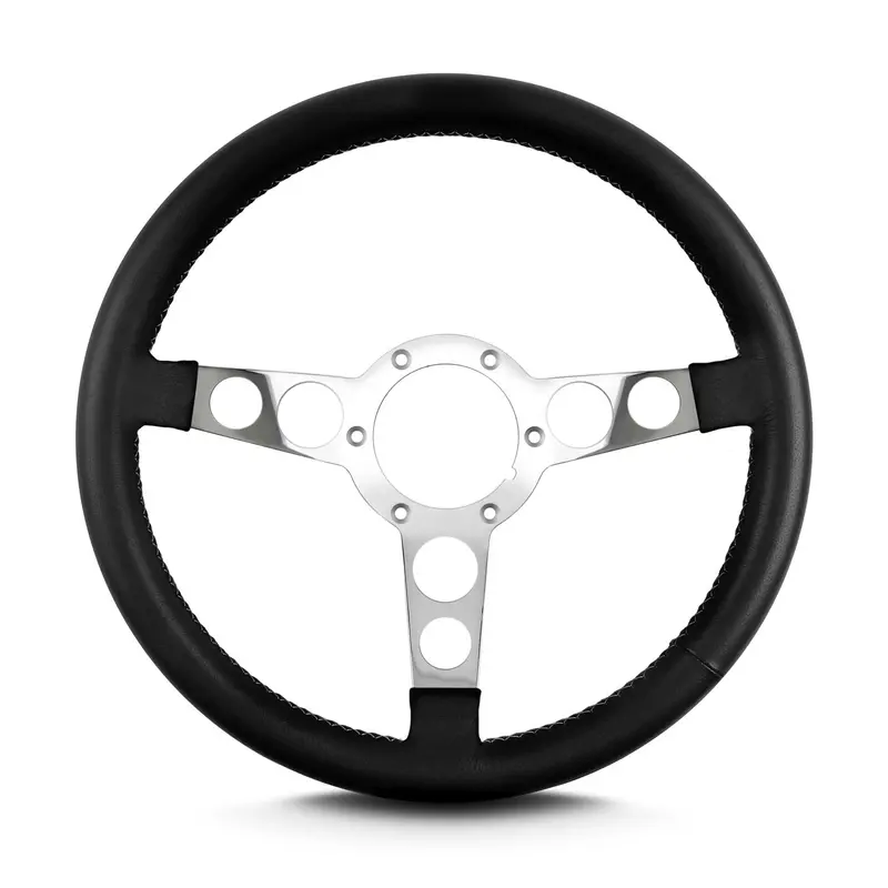 Lokar 61501 Lecarra Trans Am Steering Wheel – 14 In Diameter, Black Leather Wrap, Polished Aluminum Spokes 1
