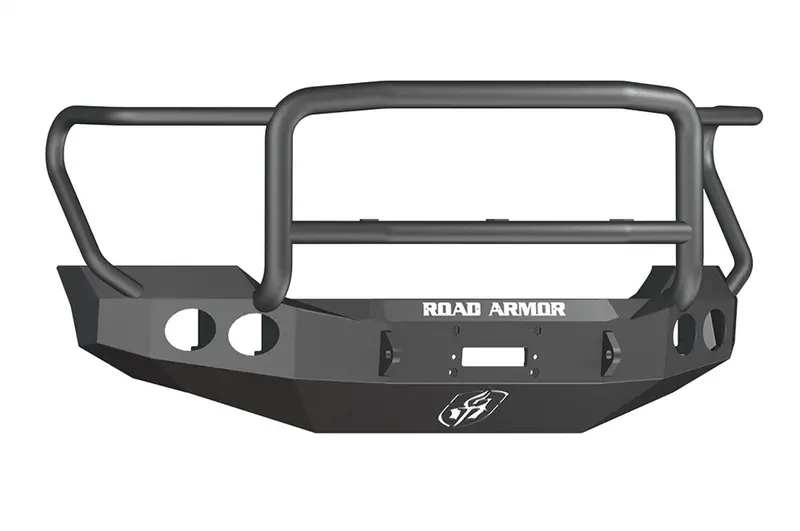 Road Armor 61105B Stealth Winch Front Bumper; Lonestar Guard; Satin Black; Round Fog Light Holes; 1