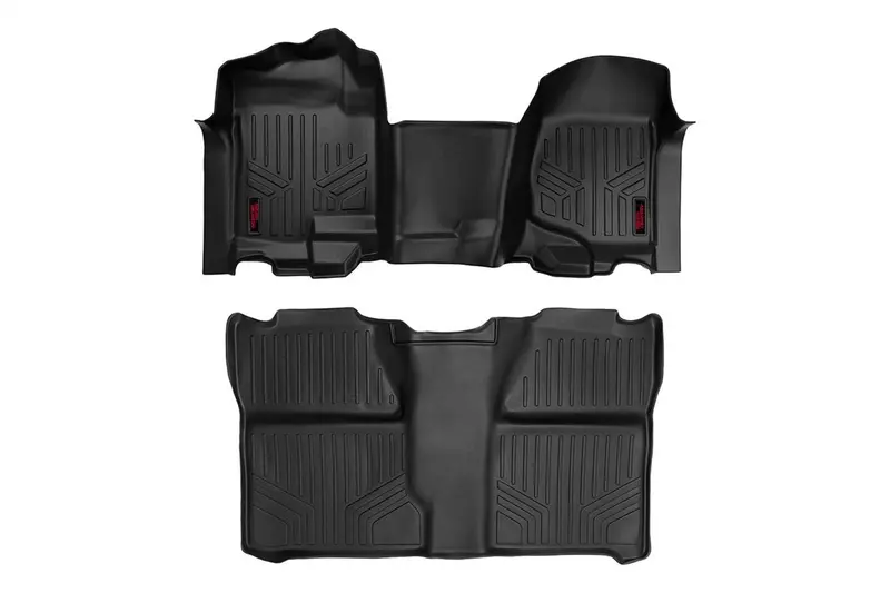 Rough Country Heavy-Duty Floor Mats – Front & Rear Fitment For 2007–2013 Chevy Silverado / Gmc Sierra & 2007–2014 Hd Crew Cab Bench Seats 1