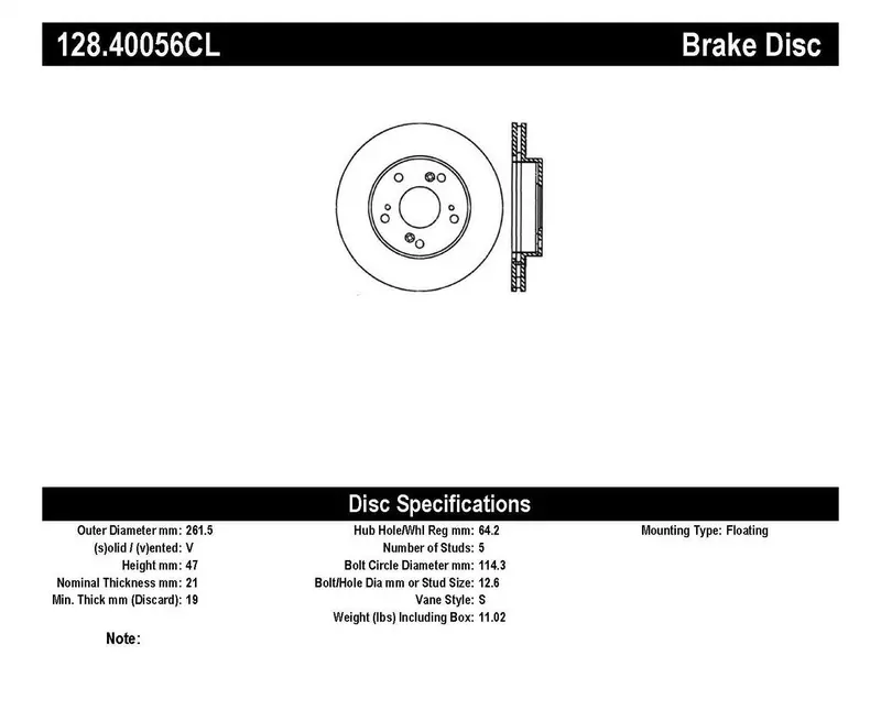 Stoptech 128.40056Cl Stoptech Sport Cryo Cross Drilled Brake Rotor; Front Left 1