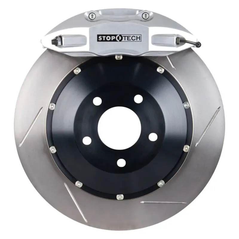 Stoptech 83.B38.0058.61 Big Brake Kit – Front Drilled Two-Piece Rotors & Silver Calipers 1