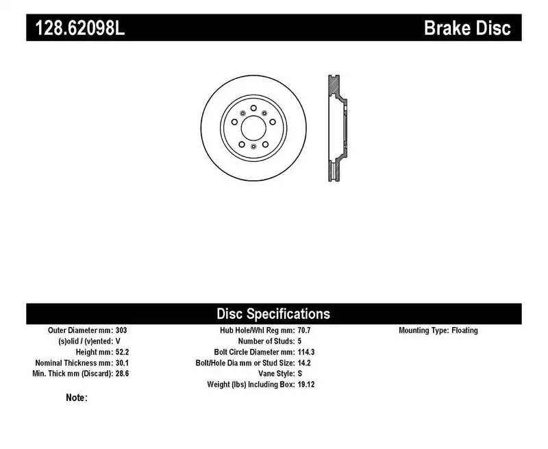 Stoptech Sport Cross-Drilled Brake Rotor – Front Left, High-Strength Cast Iron With Vented Design (128.62098L) 1