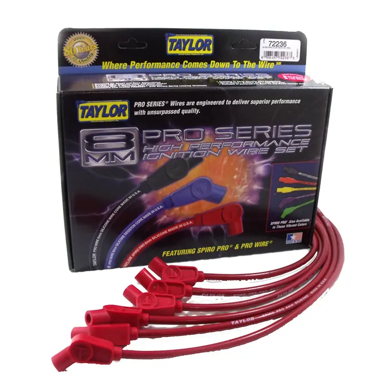 Taylor Cable Spiro-Pro 8Mm Ignition Wire Set – Red, 9.5" Length, Oe-Style Spark Plug Boots 1
