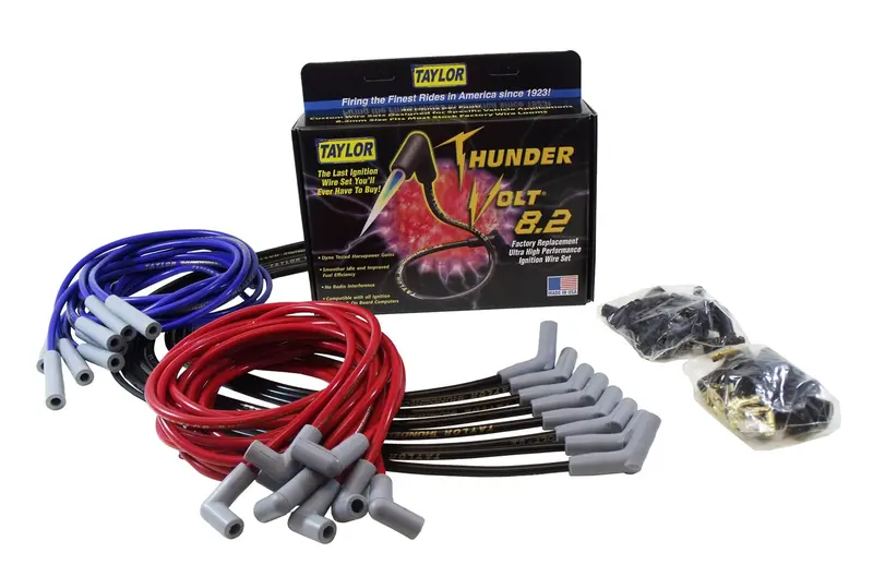 Taylor Cable Thundervolt 8.2Mm Ignition Wire Set – Spiro-Wound, 90° Boots, Red, Custom Fit 1