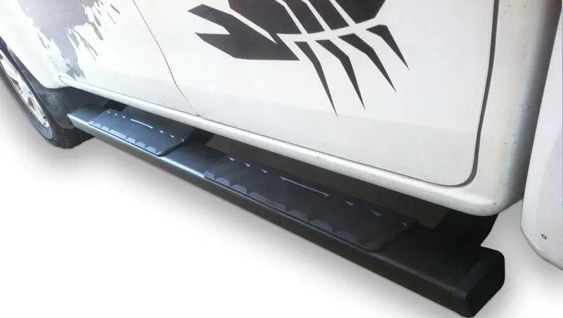 Trailfx A4008B 4-Inch Trapezoidal Tubular Side Steps – Titanium Black Powder Coat With Steel End Caps 1